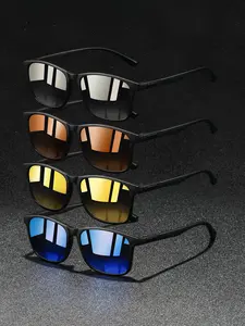 4pcs latest model fashion vintage striped sunglasses, Trendy beach eyewear, unisex, available in multiple colors, UV400 lenses protect your eyes, suitable for various outdoor activities, equipped with anti-slip temples, making long-term wear comfortable