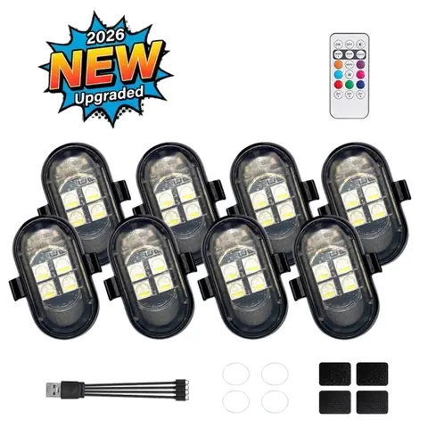 2026 Upgraded RGB LED Car Ambient Lighting Kit - 4PCS/8PCS Interior Accents for Footwell, Console Trim, Automotive Car Decoration Accessories, Holiday Gift Idea