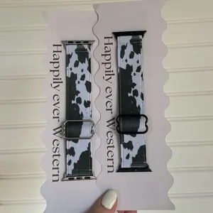 Black and White Cow Print Adjustable Elastic Watch Band