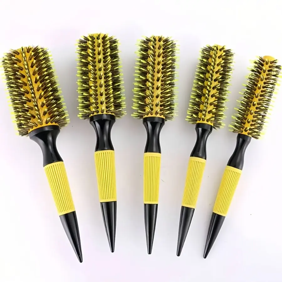 5pcs Brazilian Aluminum Tube Hair Styling Comb Set, Hair Styling Tool, Curling Iron Brush, Wooden Handle Hot Comb, Air Bangs Comb, Nylon Comb, Curly Hair Brush, Wavy Hair Brush, Brush for Curly Hair