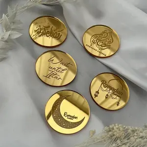 Acrylic cake topper, 5 pieces, charm disc, for Eid Mubarak, Islamic, Ramadan Kareem, Eid al-Fitr, Iftar, dessert table decoration, Ornaments, Cake Decorating Supplies