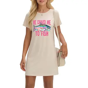 Soft T-Shirt Dress with Inspirational Bible Verse Fish Design – Perfect Faith-Based Weekend Outfit