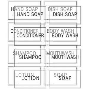 40 count Clear Hand Soap and Lotion Labels,Transparent  Shampoo Conditioner Labels Stickers,Preprinted Bathroom Labels for Soap Dispenser Bottles