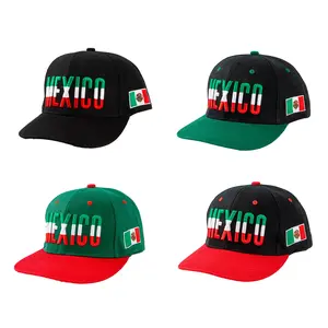 Mexico Logo Stitch Flag, Adjustable Letter Print Outdoor Hat, Sun Protection Hat for Sports Embroidered Breathable