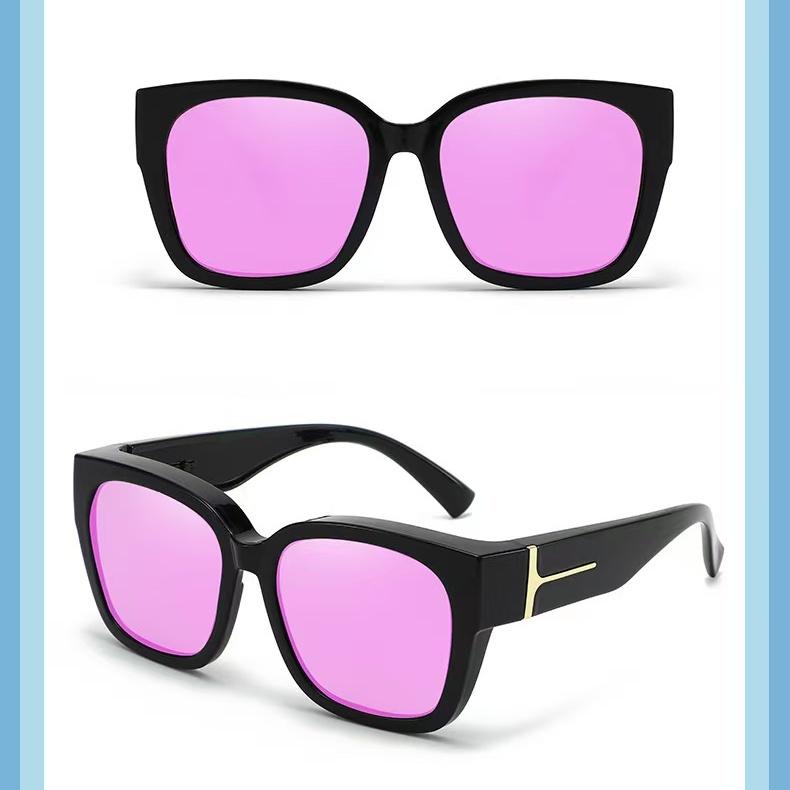Mirrored Sunglasses Polarized Fit Over Glasses for Women Men for Driving - Trendy Large Square Oversized UV400 Protection Sun Glasses