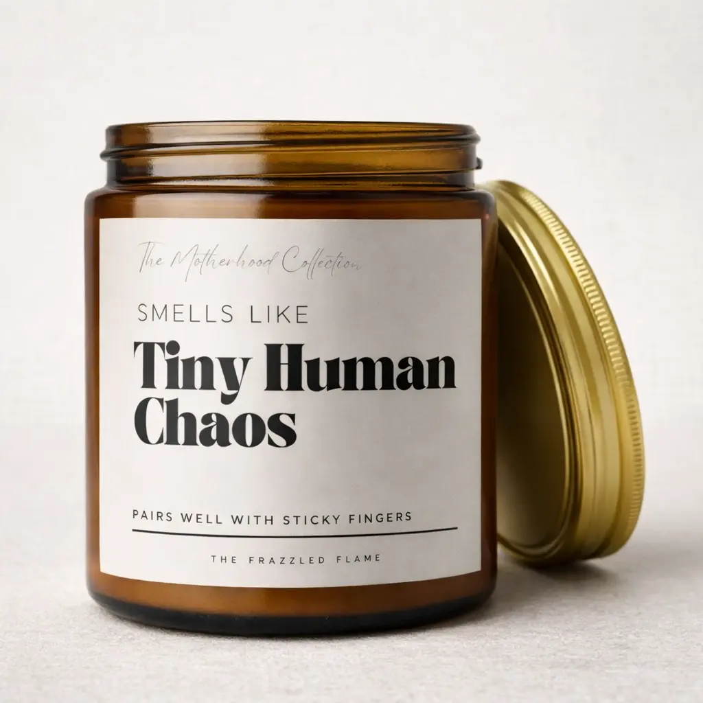 This Candle Smells Like Tiny Human Chaos 😂 – Funny Mom Gift – Relatable Mom Life Candle – Perfect Gag Gift, Vanilla, Fragrance