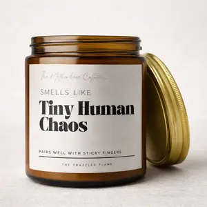 This Candle Smells Like Tiny Human Chaos 😂 – Funny Mom Gift – Relatable Mom Life Candle – Perfect Gag Gift