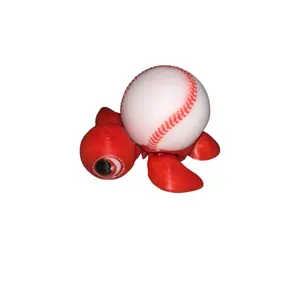 Chibi Baseball Turtle Mini Figurine – 3D Printed Collectible Toy