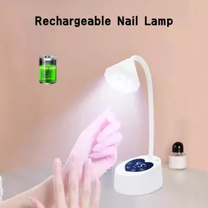 Professional 360° Rotating U/v LED Nail Lamp with Smart Sensor and LCD Display, Rechargeable Mini UV Light for Gel Polish and Acrylic Nails, Nail Curing Light