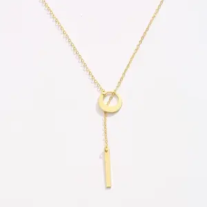 Long Gold Necklace for Women Trendy, Dainty Layered Lariat Necklace 14k Gold Plated Silver Y Shaped Beaded Chain Non Tarnish Drop Necklaces Simple Adjustable Jewelry Gift