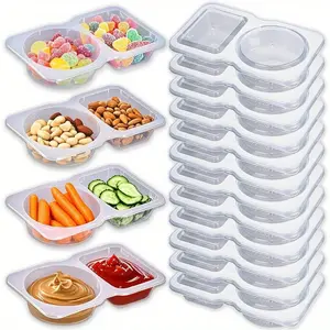 Reusable Double-Layer Divided Snack and Condiment Container with Leak-Proof Lid - Leakproof Container, Plastic Food Storage Box, Food Storage Containers, Suitable for Lunch, Picnics, Office - Stackable Design, Hand Wash Only, Picnic Essential