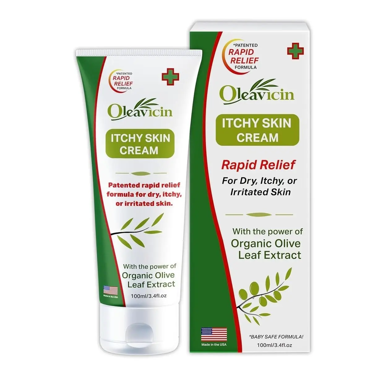 Oleavicin Organic Extra Strength Anti-Itch Cream for Dry, Itchy Skin Relief Natural Fungal & Rash Treatment with Olive Leaf Extract Fast-Acting, Long-Lasting Relief