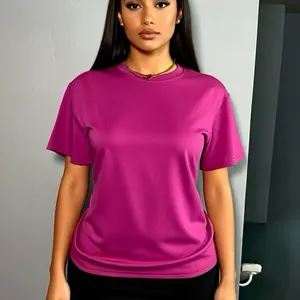 DianaT8957-Women's Basic Loose-Fit Crew-Neck T-Shirt