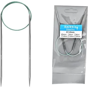 3.0mm Circular Knitting Needles - 16-inch/40cm US2.5 Ergonomic Stainless Steel Set with Tangle-Free Cable and Smooth Joints, Ideal for Hats, Socks, and Sleeves