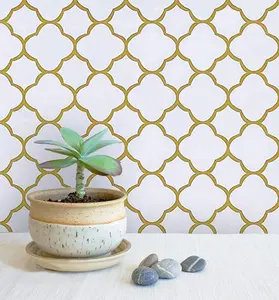 Safiyya 118"X17.7" Gold Peel and Stick Wallpaper White and Gold Pattern Contact Paper Self Adhesive Decorative Removable Contact Paper for Cabinets Modern Bathroom Wallpaper for Kitchen