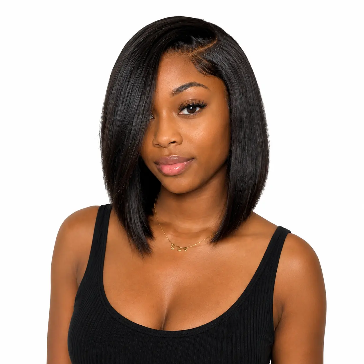 Yaki Straight Bob Human Hair Wigs: Natural Color, Light Yaki Bob Style. 150% density. 3×1 lace closure human hair wigs – TIKU Hair