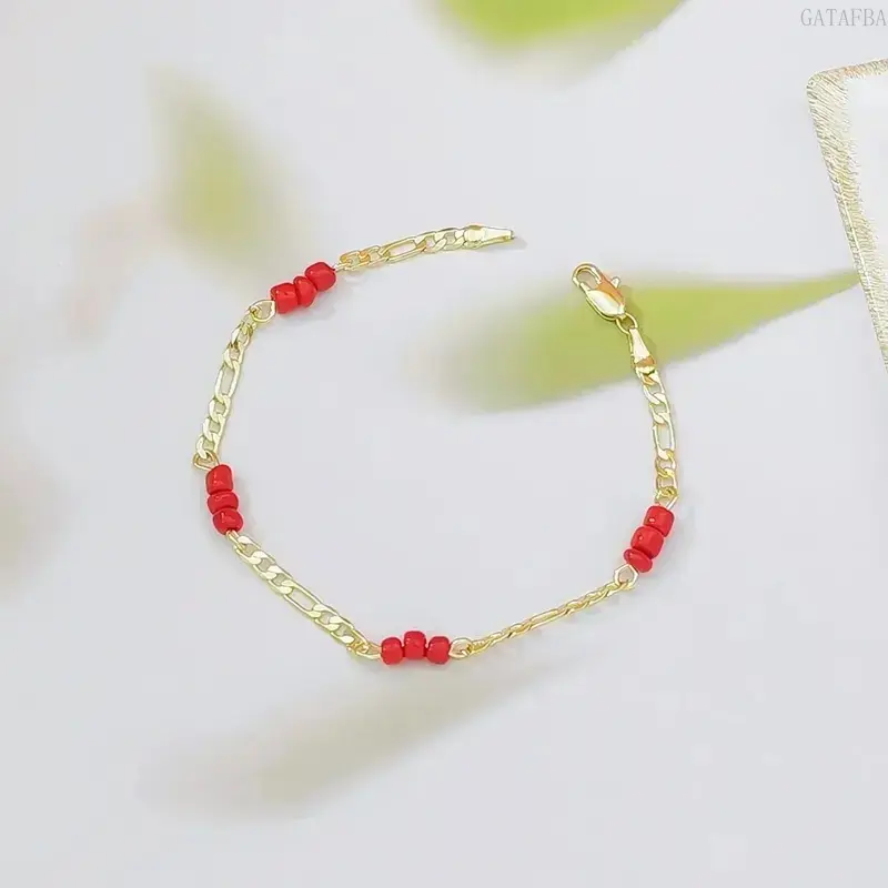 Gold Tone Wine Red Natural Garnet Beaded Bracelet For Women Dainty Lucky Charm Stackable Wrist Jewelry Exquisite Natural Stone Accessory For Daily Party Christmas Birthday Gift
