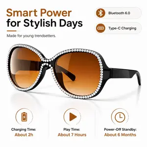 2026 new smart sunglasses with diamonds, frame with diamonds, both smart and fashionable, can answer calls and play music, anti-UV, suitable for leisure sports, cycling and office, can be used as gifts, suitable for both men and women