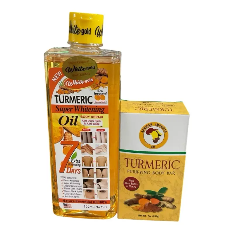 Turmeric Super Whitening Oil and Purifying Body Soap Set for Skin Brightening & Deep Cleansing