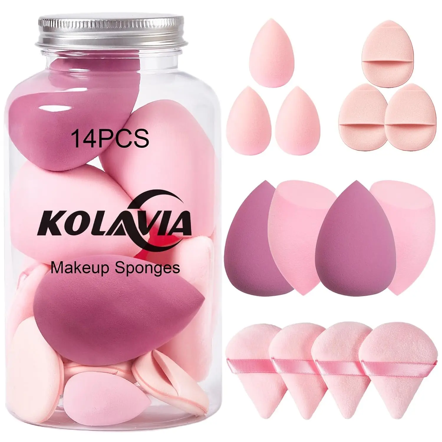 14PCS Makeup Sponge Set, Cosmetic Egg Sponges for Foundation Blending