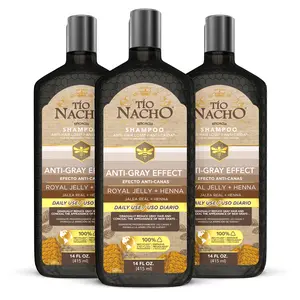 Tio Nacho Anti-Gray Effect Shampoo with Henna and Royal Jelly, Gray Coverage Shampoo and Hair Dye for Women and Men, Natural Henna Hair Color Shampoo for Gray Blending, Daily Use, 14 fl oz