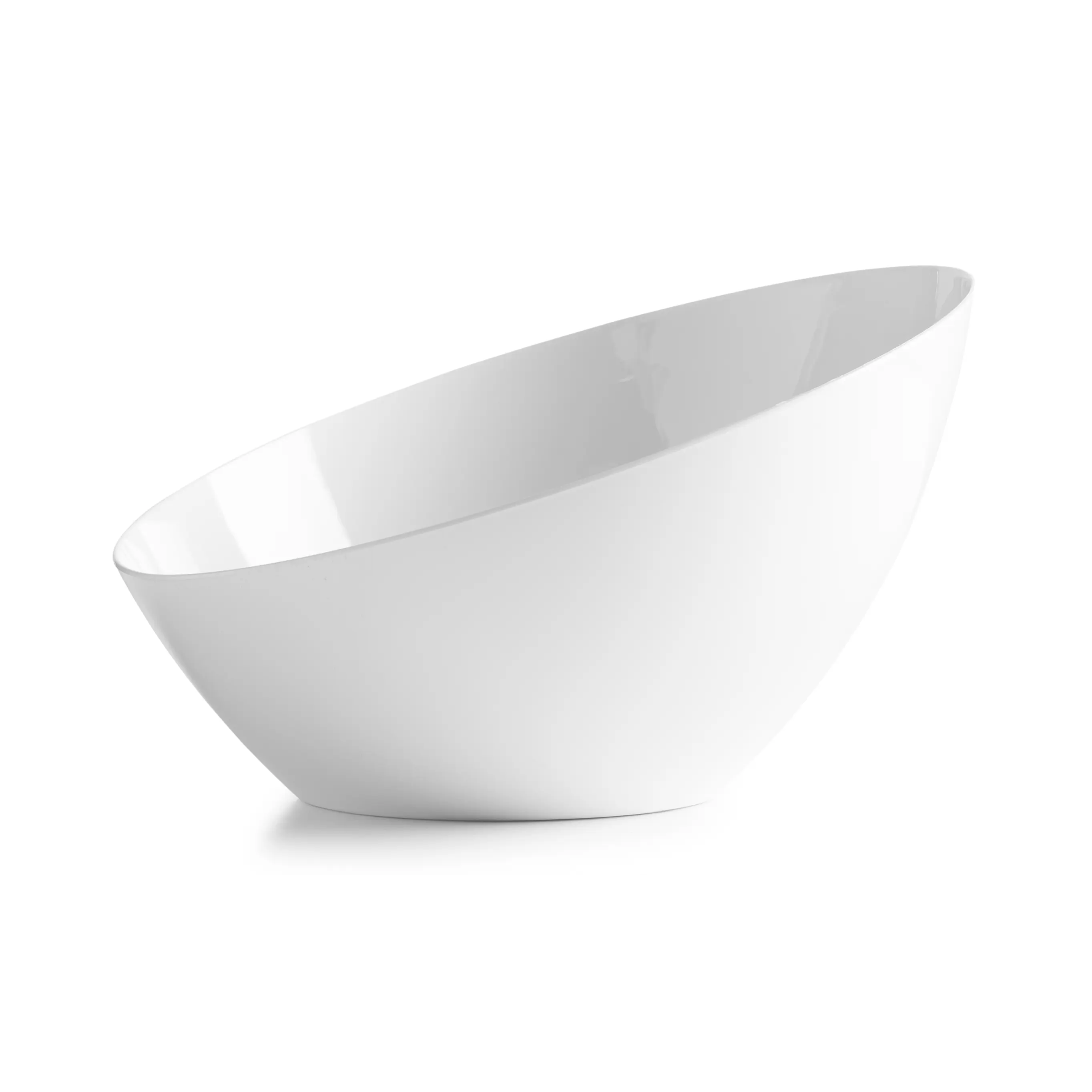 White Angled Plastic Serving Bowls - 5 Pack