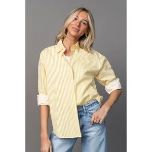 Smooth Sailing Button Up Shirt in Yellow