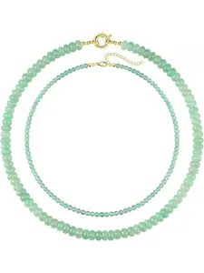 2Pcs Beaded Gemstone Necklaces for Women Boho Colorful Bead Choker Natural Stone Surfer Beach Necklaces Handmade Summer Jewelry Dainty Choker Necklace