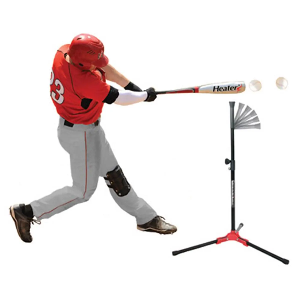 212 MAIN Heater Flop Top Travel Tee, Baseball Batting Practice Equipment with Baseball Bat Compatibility, Tripod Base & Portable Setup for Outdoor Ball Sports