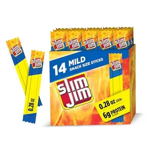 Slim Jim Smoked Meat Sticks, Mild Flavor, 6g Protein Per Serving, Snack Size, Father's Day Snack Gift for Dad, 0.28 oz. (14 Count)