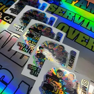 (3in size)  Custom Holographic Logo Stickers, Waterproof Vinyl Kiss Cut Decals, Bulk Business Branding Stickers, Personalized Custom Stickers
