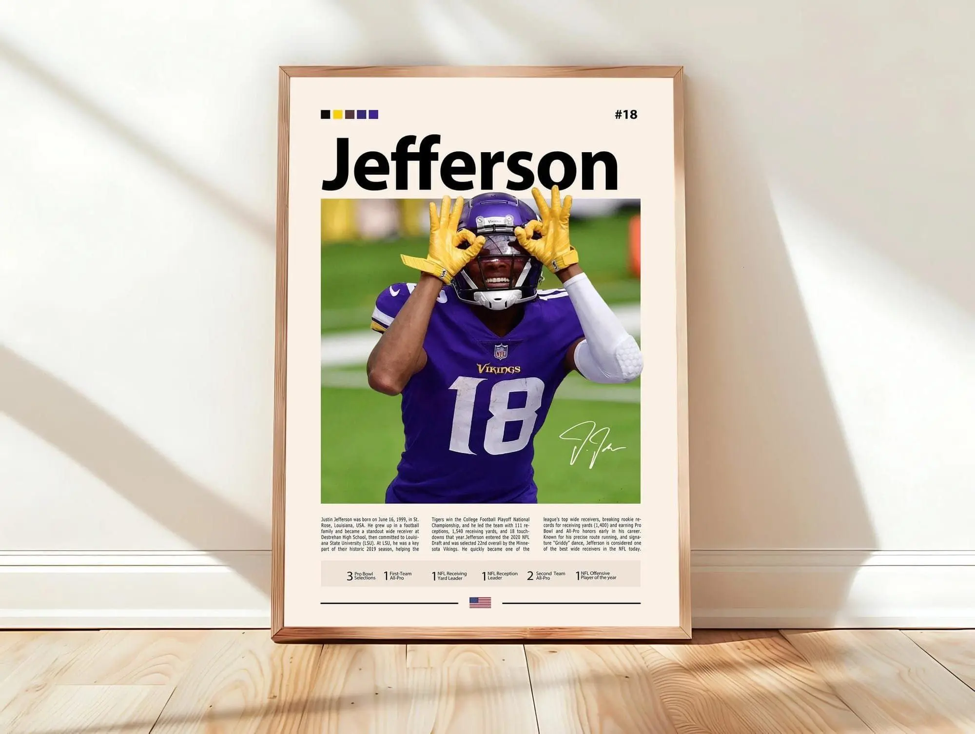 Justin Jefferson Poster, Football Player Poster, Athlete Print, Sports Wall Art, Bedroom Decor, Modern Art( Unframed - Print Only )