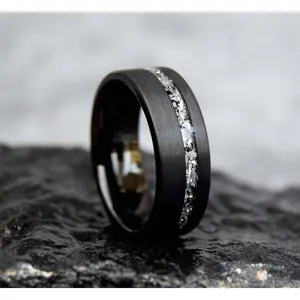 TGA Classic Black Meteorite Inlay Promise Band