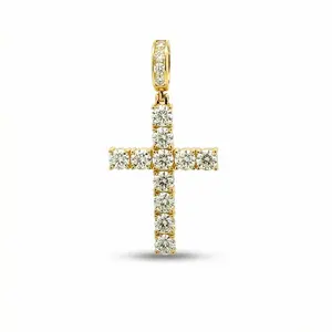 Classic Prong-Set Moissanite VVS D Cross Pendant