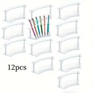 Clear 6 Slots Plastic Pen Display Rack, 3pcs/6pcs/9pcs/12pcs Pen Stand for Craft Shows, Durable Organizer for Pens & Markers