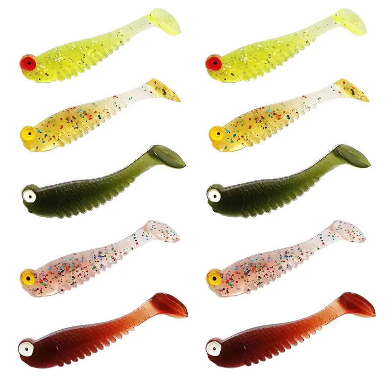 10pcs Simulation Fishing Lure Kit - Threaded Soft Plastic T-Tail & Paddle Tail Swimbaits for Trout, Salmon, Catfish, Freshwater & Saltwater Use, Fishing Gear Supplies, Sport Fishing Accessory