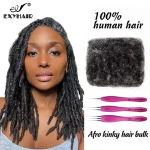 Exyhair Salt and Pepper Tight Afro Kinky Bulk for Ideal Use in Afro Hair Braids Dreadlocks Extension Afro Twist & More