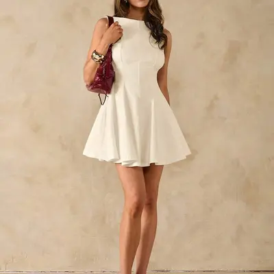 homecoming dress princess Princess Mini Satin Elegant Homecoming Gown COCOMELODY CS0945, Ivory