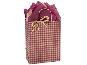 Gingham Burgundy Gift Bag - Cub