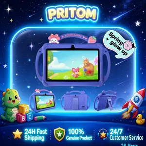 [TikTokShopSpringGlowUp] PRITOM Kids Tablet 7 inch Android 13 Bluetooth WiFi HDScreen with Protective Case Parental Control System Dual Cameras Pre Installed Educational Apps Ideal Learning Tablet for Boys and Girls Pink Blue Best Gift For Kids