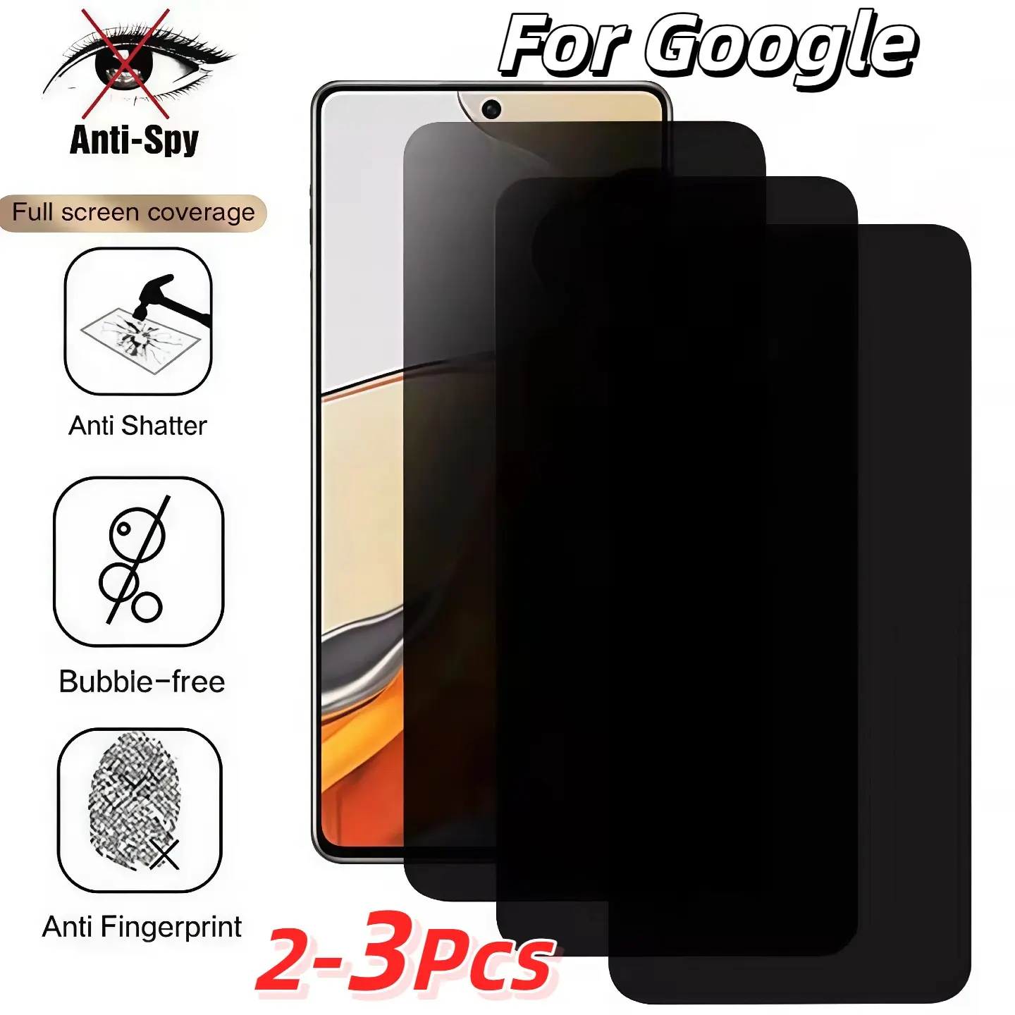 Privacy Tempered Glass Screen Protector for Google Pixel Series Cellphone, Ultra-Clear Anti-Spy Film, Easy Install & Scratch Resistant, Smartphone Accessories