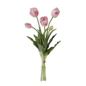 15 Inch Pink Real Touch Tulip Bud & Bloom Bundle