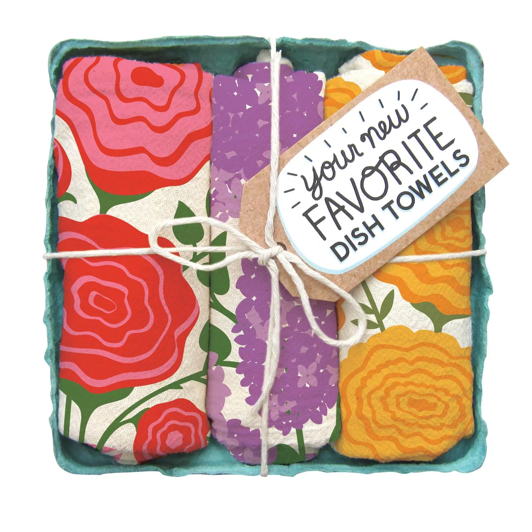 Edible Flowers Tea Towel Set