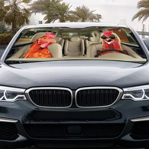 Funny Chicken Car Sunshades for Windshield, Cool Cartoon Rooster Driving Summer Car Shades for Front Windows Foldable, Portable for RV SUV, Front Placement, UV Protective Sunshade, Easy Installation, Car Interior Accessories, Car Accessory, Car Decor