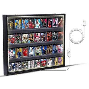 Lockable Graded Sports Card Display Case with LED Lights and UV Protection, Acrylic Baseball/Trading Card Display