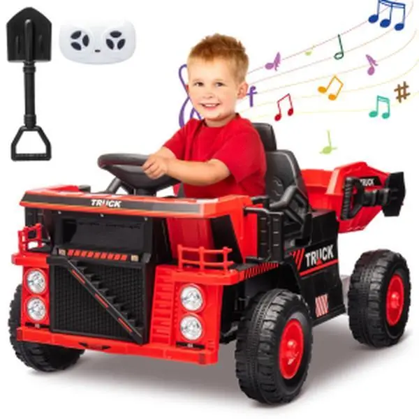 GAOMON Red Electric Car for Kids,12V Kids Ride On Dump Car With Led And Music