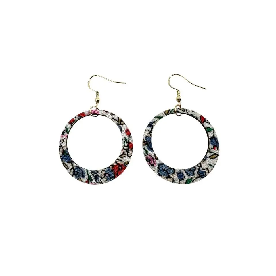 Upcycled Spring Floral Hoop Earrings