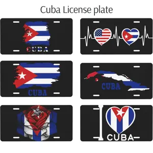 Cuba LICENSE PLATE, Car Truck Cuban, Cover Vintage Cuba and America Flag, Aluminum License Plate Decoration