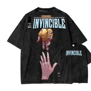 Vintage Washed Invincible Graphic Tee Unisex Oversized Streetwear T-Shirt Comic Book Superhero Pump Cover Shirt Casual Y2K Edgy Top Father's Day Gift