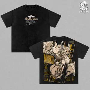 Mirko Rumi Usagiyama Graphic Tee Vintage Washed Shirt Unisex Streetwear Anime Merch Rabbit Hero Tee My Hero Academia T-Shirt Gift for Anime Lovers MHA Fans